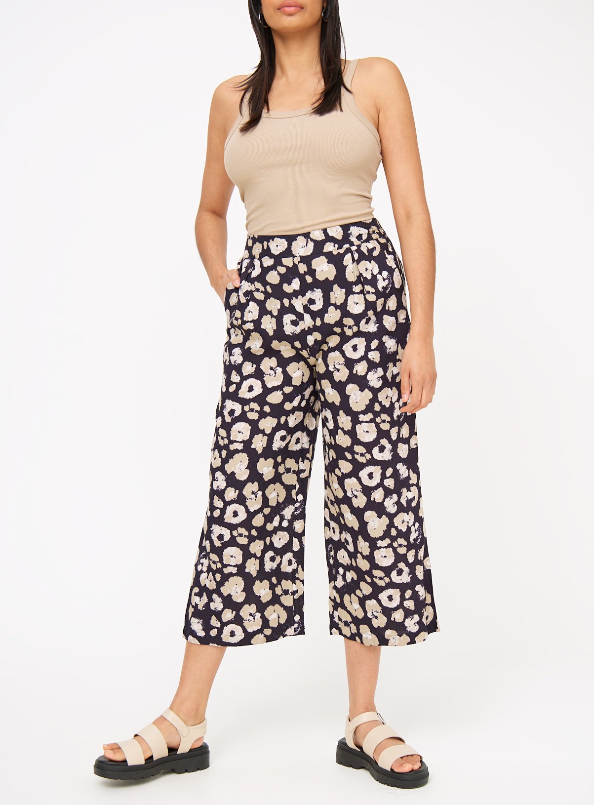 Leopard Print Woven Cropped Trousers  22 - Image 1 thumbnail